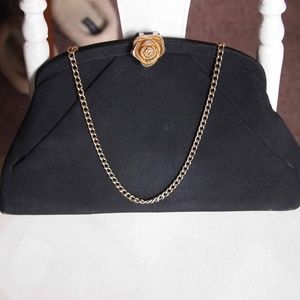 Black Bag Vintage Faille Formal Evening Bag